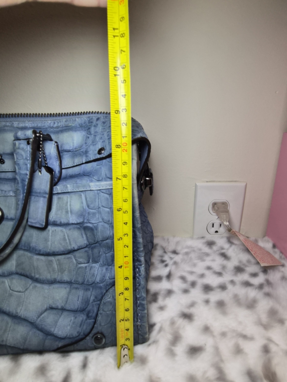 Coach Rhyder Satchel / Crossbody Bag – Embossed Croc Leather – Light Blue – Rare - Picture 17 of 17